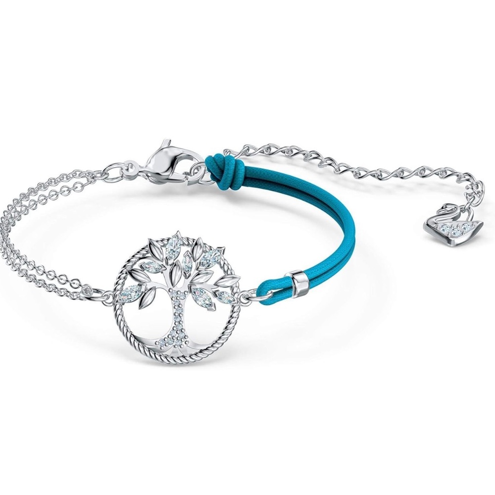 NWT SWAROVSKI Symbolic Tree of Life Bracelet Cz White/Blue One Size